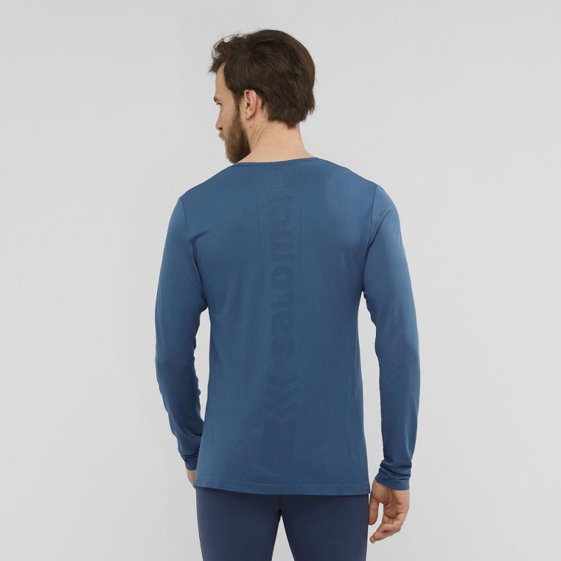 Salomon Sense Ls Tee M Oberteile Navy | 96238-SVMF