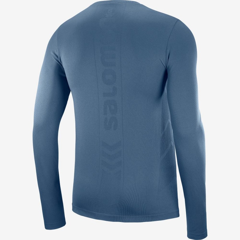 Salomon Sense Ls Tee M Oberteile Navy | 96238-SVMF