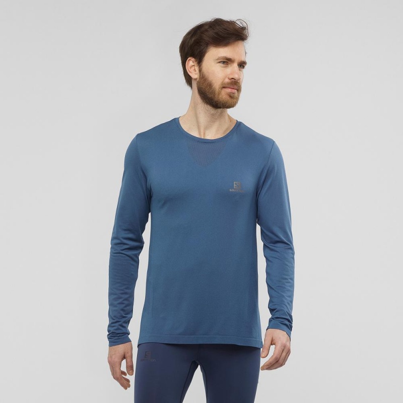 Salomon Sense Ls Tee M Oberteile Navy | 96238-SVMF