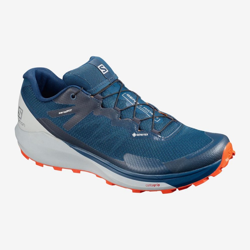 Salomon Sense Ride 3 Gtx Invis. Fit Trailrunning Schuhe Blau | 23406-DHNC