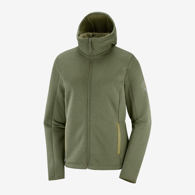 Salomon Snowshelter Fleece Hoodie W Skijacken Grün | 56302-ZVEL