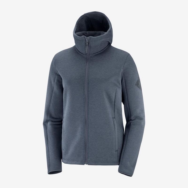 Salomon Snowshelter Fleece Hoodie W Skijacken Gray | 02156-ODYL