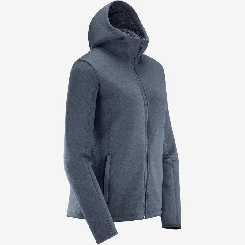 Salomon Snowshelter Fleece Hoodie W Skijacken Gray | 02156-ODYL