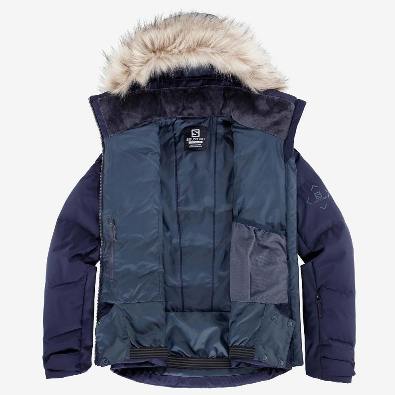 Salomon Stormcozy Skijacken Navy | 07239-BNMJ